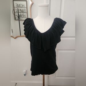 Loft Elegant Black Ruffled Women's Top
